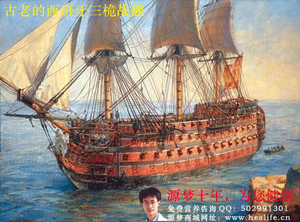 古老的西班牙三桅战舰