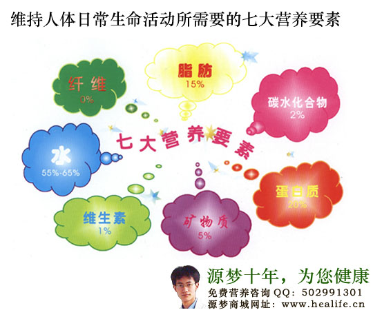 维持人体日常生命活动所需要的七大营养要素